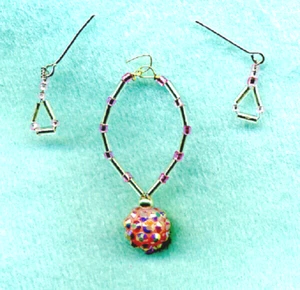 PEACH & SILVER BALL NECKLACE & EARRING SET - HANDMADE FASHION DOLL JEWELRY - Picture 1 of 1