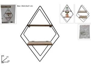 Estante De Pared Rombo De Metal 2 Estantes HMJ - Imagen 1 de 1