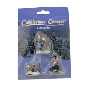 Cobblestone Corners Collectibles Holiday Figurine Set Of 3 Porcelain Christmas - Picture 1 of 7