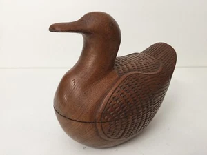 Antique Chinese Mandalay Hand Carved Wooden Duck Medicine Box - Picture 1 of 9