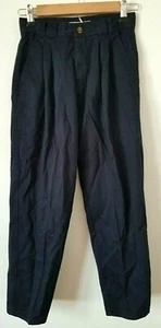 Pantalone vintage Bugle Boy Basics blu plissettato tasche anteriori 12 W-26 cotone twill - Foto 1 di 7