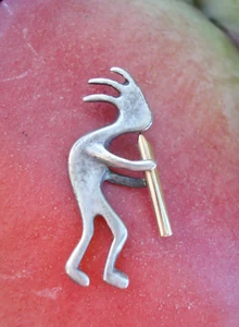VINTAGE Native Southwest Navajo Sterling & Gold Fill KOKOPELLI Pendant Charm  - Picture 1 of 8