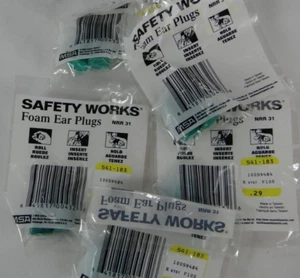 Safety Works Foam Ear Plugs MSA, NRR 31, Sealed Packs, New Old Stock 5 Pairs - Picture 1 of 4