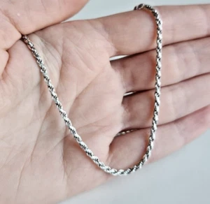 Classic 24” Sterling Silver 3mm Twisted Rope Chain - 10g Jewelry - Picture 1 of 11