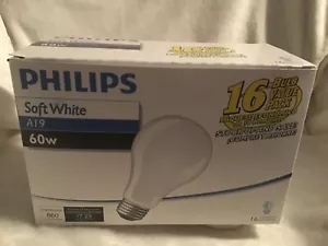 Philips A19 Soft White Light Bulbs, 60 Watt, 860 Lumens, 16 Count Package - Picture 1 of 5