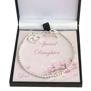 Heart Charm Bracelet, Personalised Gift for Special Daughter, Sister, Mummy etc - Picture 1 of 8