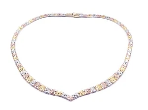 Collar Eslabón Riccio Triccio Italiano Tricolor Plata Esterlina 925 Graduado 30,4 g - Imagen 1 de 10