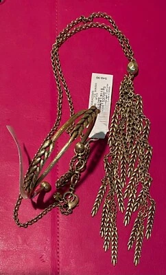 Elegante conjunto de pulsera de oro y collar colgante largo de trigo Lucky Brand NUEVO PRECIO DE VENTA SUGERIDO POR EL FABRICANTE $88 Foto 1 de 4