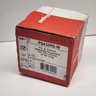 Pass & Seymour PS430R9-W Pin & Sleeve Watertight Receptacle 30A 3Ph 250V 3P 4W - Image 1 of 4