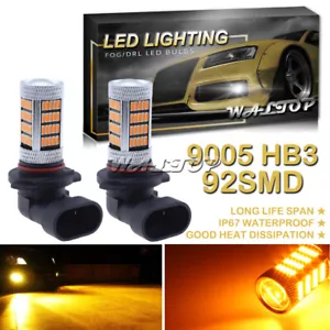 2x 92SMD 9005 9145 9140 Amber Yellow Projector LED Bulb High Low Beam Fog Light - Picture 1 of 11