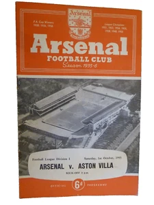 1955/56 ARSENAL v ASTON VILLA - 1st October Football Programme - Picture 1 of 3