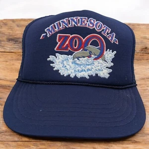 Vintage Minnesota MN Zoo Dolphin Hat Mesh Rope Snapback Blue OSFM - Picture 1 of 11
