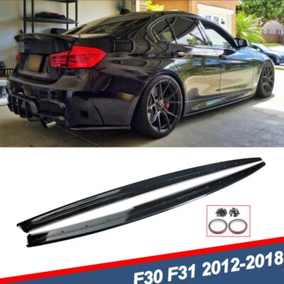 Carbon Fiber Look Side Skirts Extension For 2012-2018 BMW F30 F31 3 Series US Foto 1 de 4