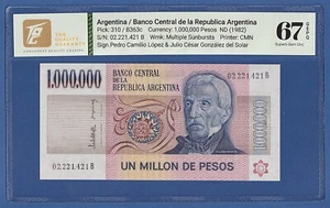 ARGENTINA -- TQG 67 GEPQ -- 1000000 PESOS ND (1981-83 ) - SUPERB GEM UNC - P.310 - Bild 1 von 2