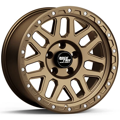 20" RockTrix RT110 20x9 -12 Bronze Wheel 5x5 Rim for Wrangler JK JL Gladiator JT - Image 1 of 4