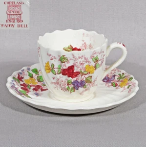 Spode Fairy Dell Demitasse Cup 2" Tall & Saucer 4 3/4" No Crazing - Picture 1 of 9