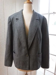 Pendleton Gray 100% Virgin Wool 2 Buttons Up Blazer Jacket Women 40(USA 10)  - Picture 1 of 12