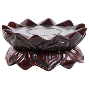 Wooden Lotus Base Chinese Style Display Pedestal Sculpture Stand - Picture 1 of 12