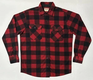 Wrangler Flannel Shirt Mens Medium Button Up Buffalo Check Plaid Fleece Jacket - Picture 1 of 8