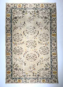 Tappeto turco, tappeto dai toni beige, tappeto fatto a mano, tappeti bohémien, tappeto oushak, tappeto - Foto 1 di 15
