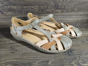 Sandalias Pikolinos Mujer Vallarta Verde Marrón Crema Cuero Correa en T Talla EU 39 - Imagen 1 de 8
