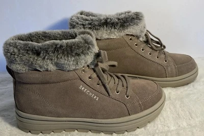 全新 斯凯奇 米色 麂皮绒 人造毛皮 冬季靴/运动鞋 靴子 女式 尺码 6 — 第 1/4 张图片