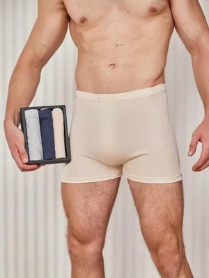 3 Pairs Pure Silk Open Front Boxer Briefs For Men 4XL Mulberry Silk Underwear - Image 1 of 4