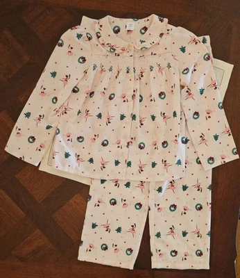 Janie & Jack Girls' Holiday Christmas Ballerina Pajama Set Size 7 Pink - Image 1 of 4