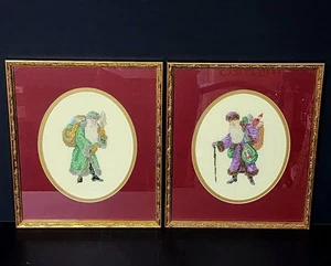 2- Sew Fine Finished Cross Stitch OLDE SANTAS Completed Framed vintage Christmas - Picture 1 of 7