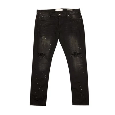 Pantalones de mezclilla Guess para hombre 38x32 pintura negra salpicaduras ajustados cónicos desgastados grunge  Foto 1 de 4