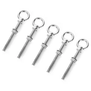 5 Pack Threaded Eye Bolts, 3/8 x4 Inch Stainless Steel Heavy Duty Eye Bolt, M... - Picture 1 of 7