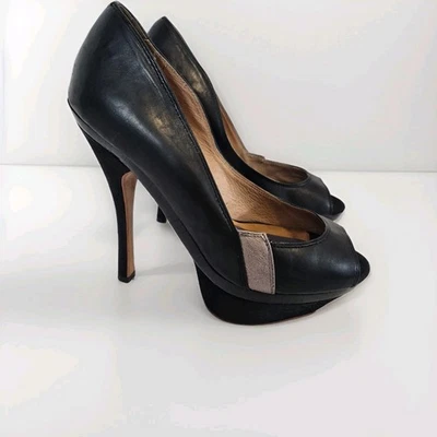 L.A.M.B. Женские туфли на платформе из черной кожи и замши Gale 8 М - Изображение 1 из 4