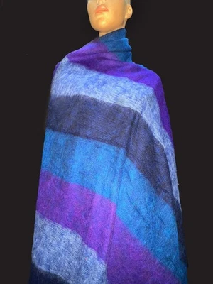 Sw262 Womens oversized Yak Wool Blend Throw reversible soft blanket shawl Nepal - Image 1 of 4