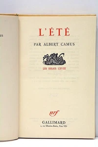 L'Été par Albert CAMUS Nº 258 Les essais LXVIII Gallimard Paris 1954 - Imagen 1 de 9