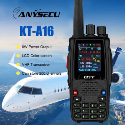 QYT KT-A16 Air Band Radio 6W 10 NOAA Weather Forecast Channels Handheld Transmit - Image 1 of 4