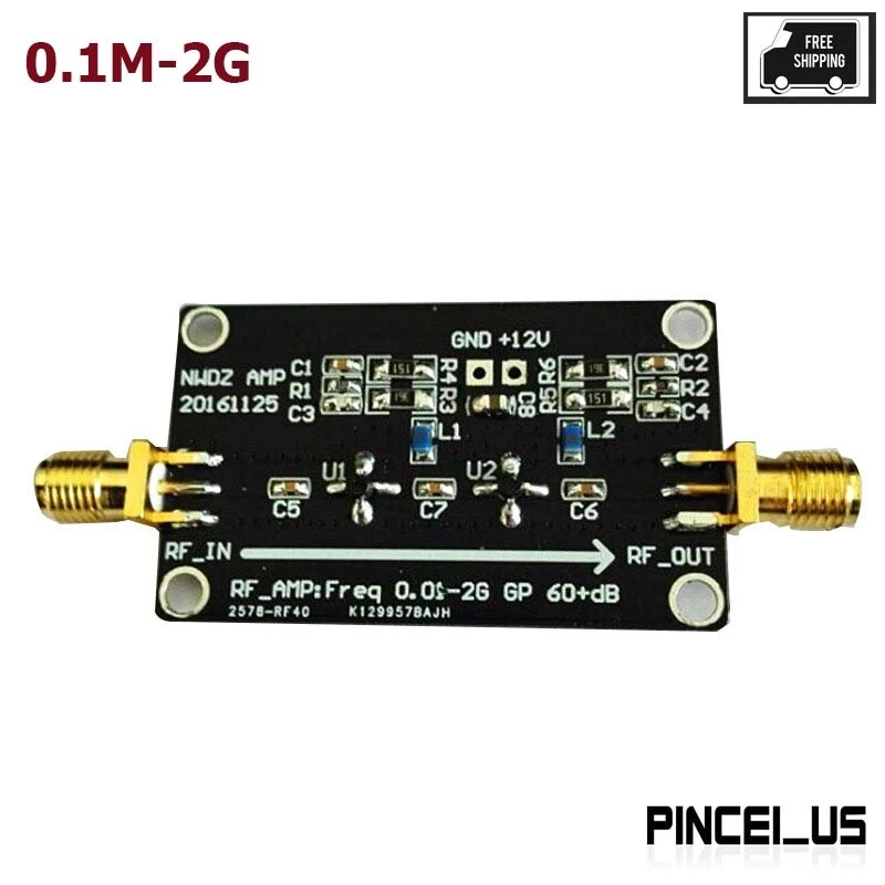 Amplificador de banda ancha RF LNA 0,1 M-2G ganancia 60 DB módulo AMP de audio de dos etapas pe66 Foto 1 de 1
