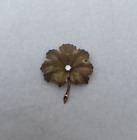 9ct Yellow Gold Diamond Leaf Brooch Hallmarked 9k Textured Stylish 6.83g