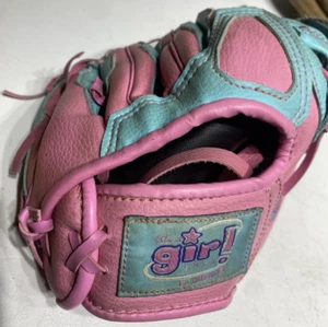 Wilson It Is A Girl Thing A2446 TBall Baseball Glove 10 RT Throw Pink Teal Blue - Picture 1 of 9