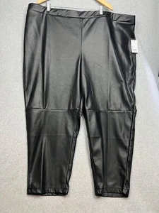 Nine West Womens Pull on Legging Mid-Rise Pull-On Faux-Leather Pants Size 4X - Picture 1 of 11