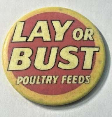 2655B - Vintage 2 1/4" Round Celluloid Lay or Bust Poultry Feeds Pocket Mirror! - Image 1 of 2