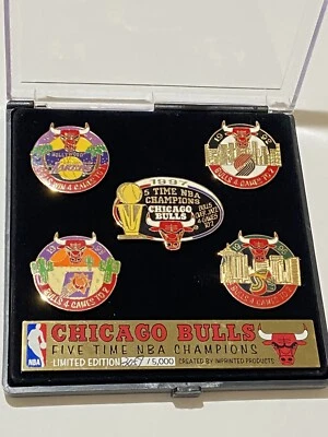 Chicago Bulls Pin Set Five Time NBA Champions Vintage Imprinted Products #3059 - Image 1 of 4