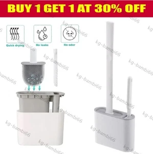 Bathroom Silicone Bristles Toilet Brush with Holder Creative Cleaning Brush Set - Picture 1 of 10