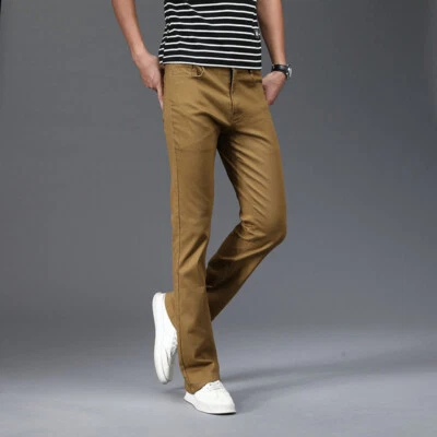 Mens Bell Bottom Jeans 60s 70s Flared Long Pants Stretch Trousers Slim Fit Pants - Image 1 of 4