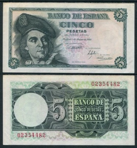Spanien 5 Peseten 1948 ohne Serie Sc Aunc - Bild 1 von 1