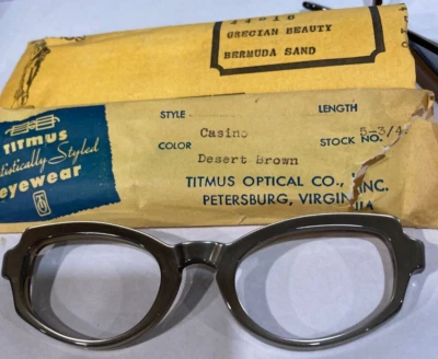 Cat Eye Glasses Metal Feather Browline Titmus Grecian Beauty 44-18 NOS Vtg 60s - Image 1 of 4