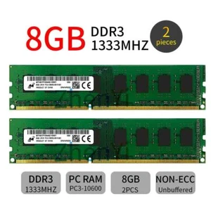 16GB 2x 8GB 4GB 1333Mhz DDR3 PC3-10600 DIMM CL9 Desktop Memory RAM Micron LOT BT - Picture 1 of 12