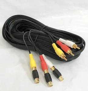 3 RCA Stecker auf 3 RCA Buchse Audio Video Verlängerungskabel (50 Fuß) - Bild 1 von 1