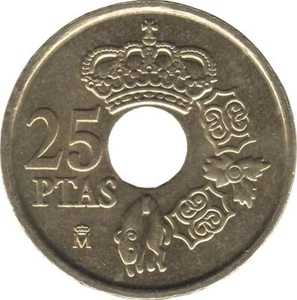 Spain 25 Pesetas - Juan Carlos I Coin KM1013 2000 - 2001 - Picture 1 of 2