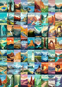 Puzzle Parchi Nazionali per Adulti 1000 Pezzi, Poster Viaggio Paesaggio Puzzle Inc - Foto 1 di 12