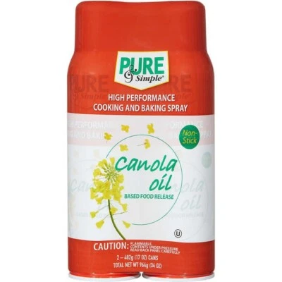 Pure & Simple Canola Oil Cooking and Baking Spray (2 PK – 17 OZ) Total 34 oz - Image 1 of 2